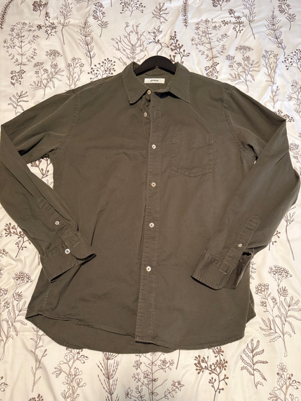 Buck Mason DRAPED TWILL ONE POCKET SHIRT Olive - XL